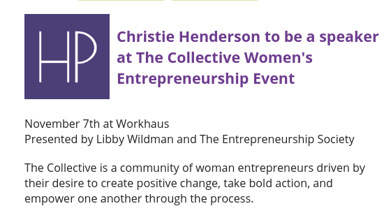 Christie Henderson to Speak at The Entrepreneurship Society